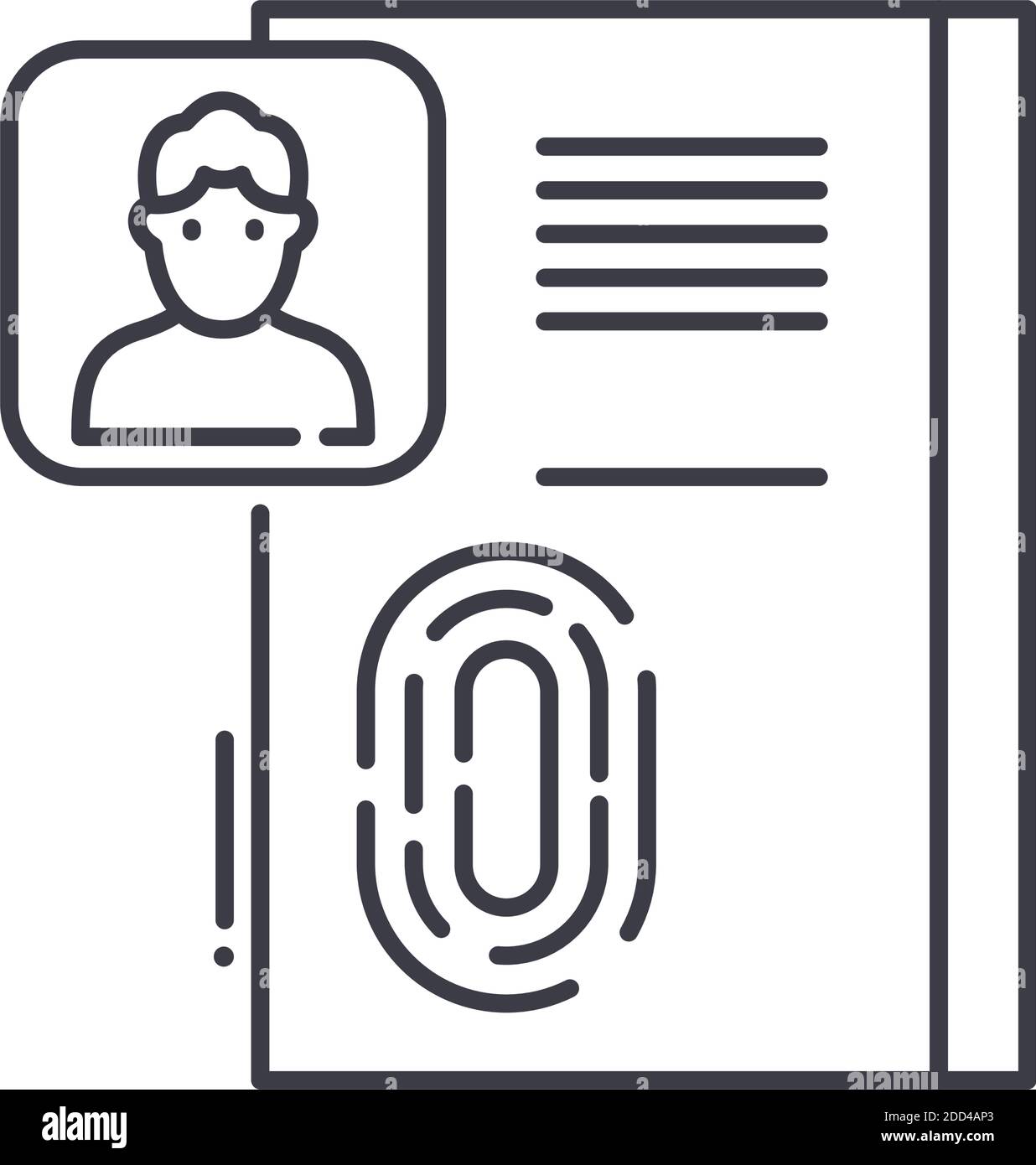 Face Matching Symbol, lineare isolierte Illustration, dünne Linie Vektor, Web-Design-Zeichen, Kontur Konzept Symbol mit editierbaren Kontur auf weißem Hintergrund. Stock Vektor