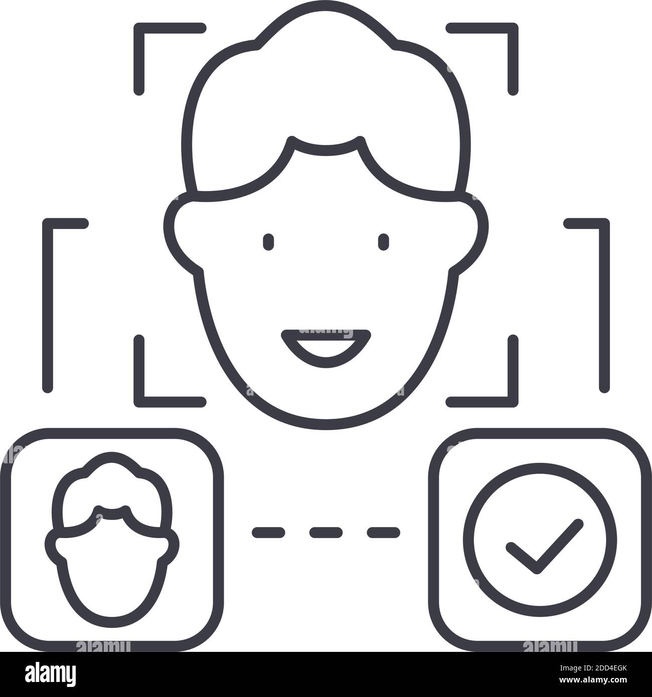 Gesichtserkennung Symbol, lineare isolierte Illustration, dünne Linie Vektor, Web-Design-Zeichen, Kontur Konzept Symbol mit editierbaren Kontur auf weißem Hintergrund. Stock Vektor