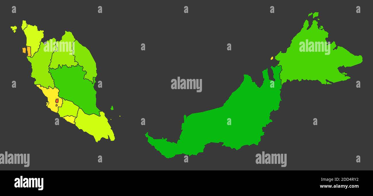 Malaysia Bevölkerung Wärmekarte als Farbdichte Illustration Stockfoto
