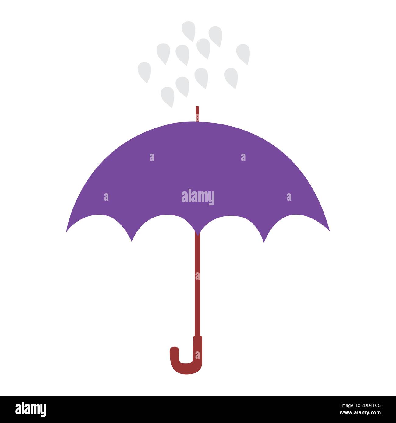 Lila Regenschirm in der Regen Vektor-Illustration Stock Vektor
