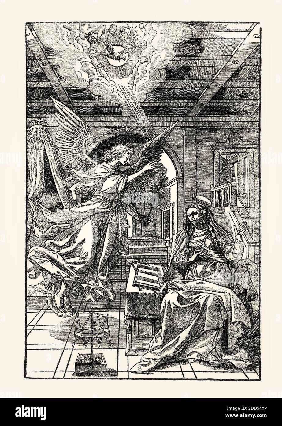 Verkündigung an die selige Jungfrau Maria, von Théodore Belbrule, 16. Jahrhundert, digital restauriert Stockfoto