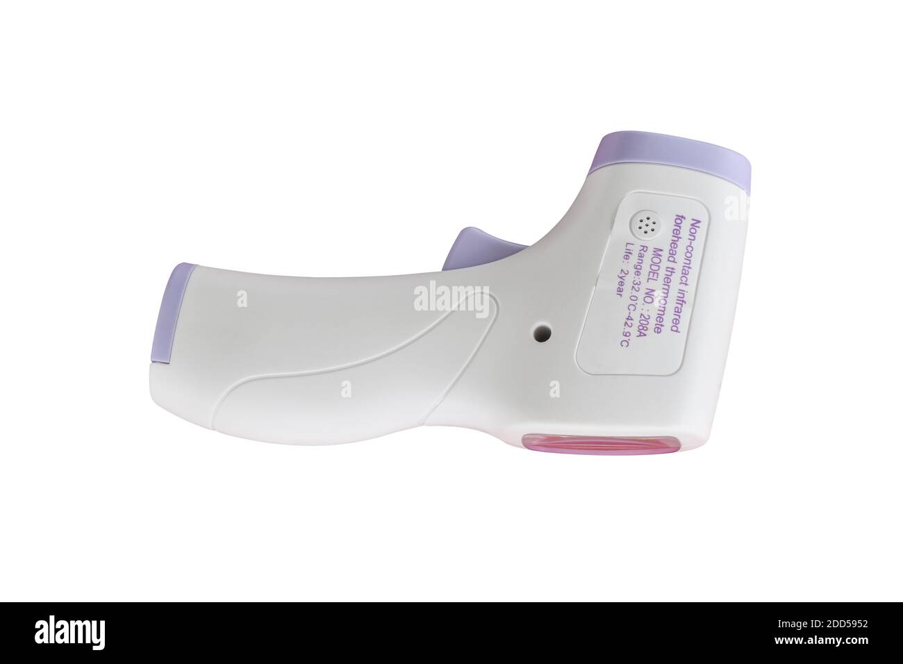 Digitales Infrarot-Thermometer (Thermometerpistole) isoliert auf weißem Hintergrund. Objekt mit Beschneidungspfad. Stockfoto