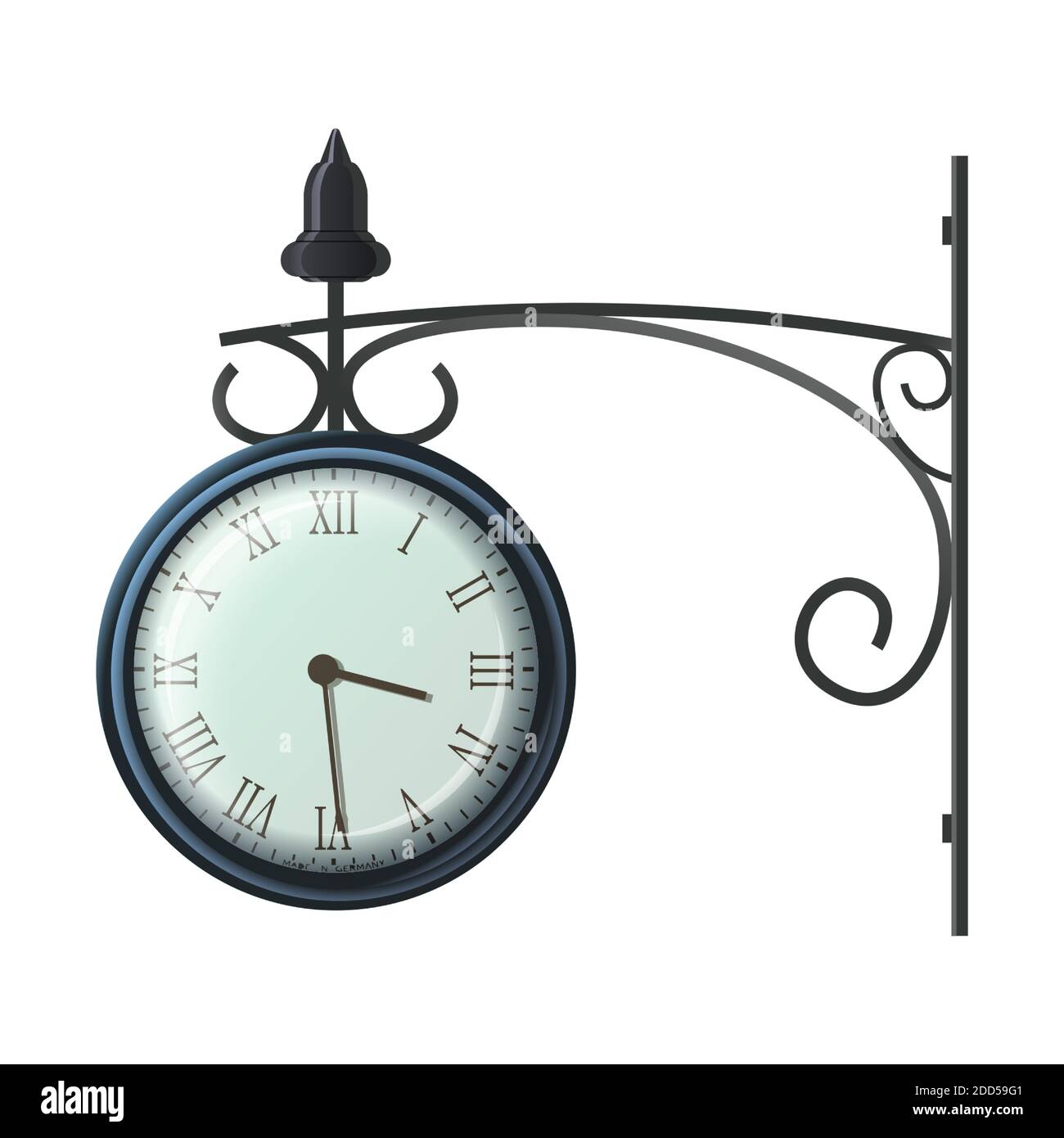 3d realistische Vektor-Symbol Illustration der Wand Vintage Uhr. Isoliert auf weißem Hintergrund. Stock Vektor