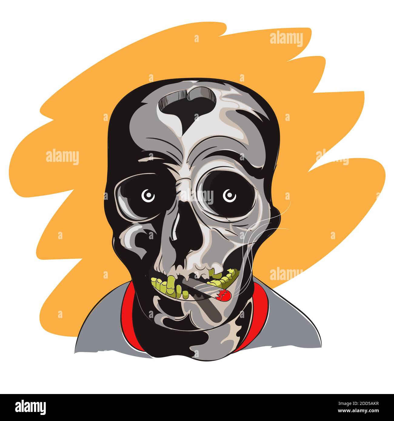 Smoking Skull T-Shirt-Design. Vektorgrafik Illustrator. Stockfoto
