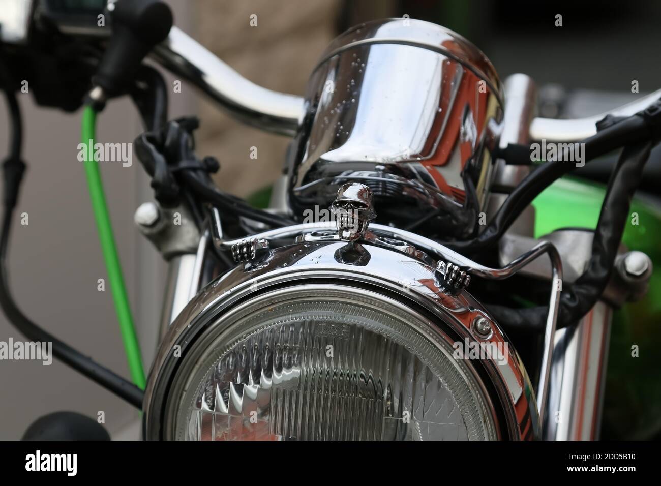 Details eines maßgeschneiderten Motorrads Stockfoto