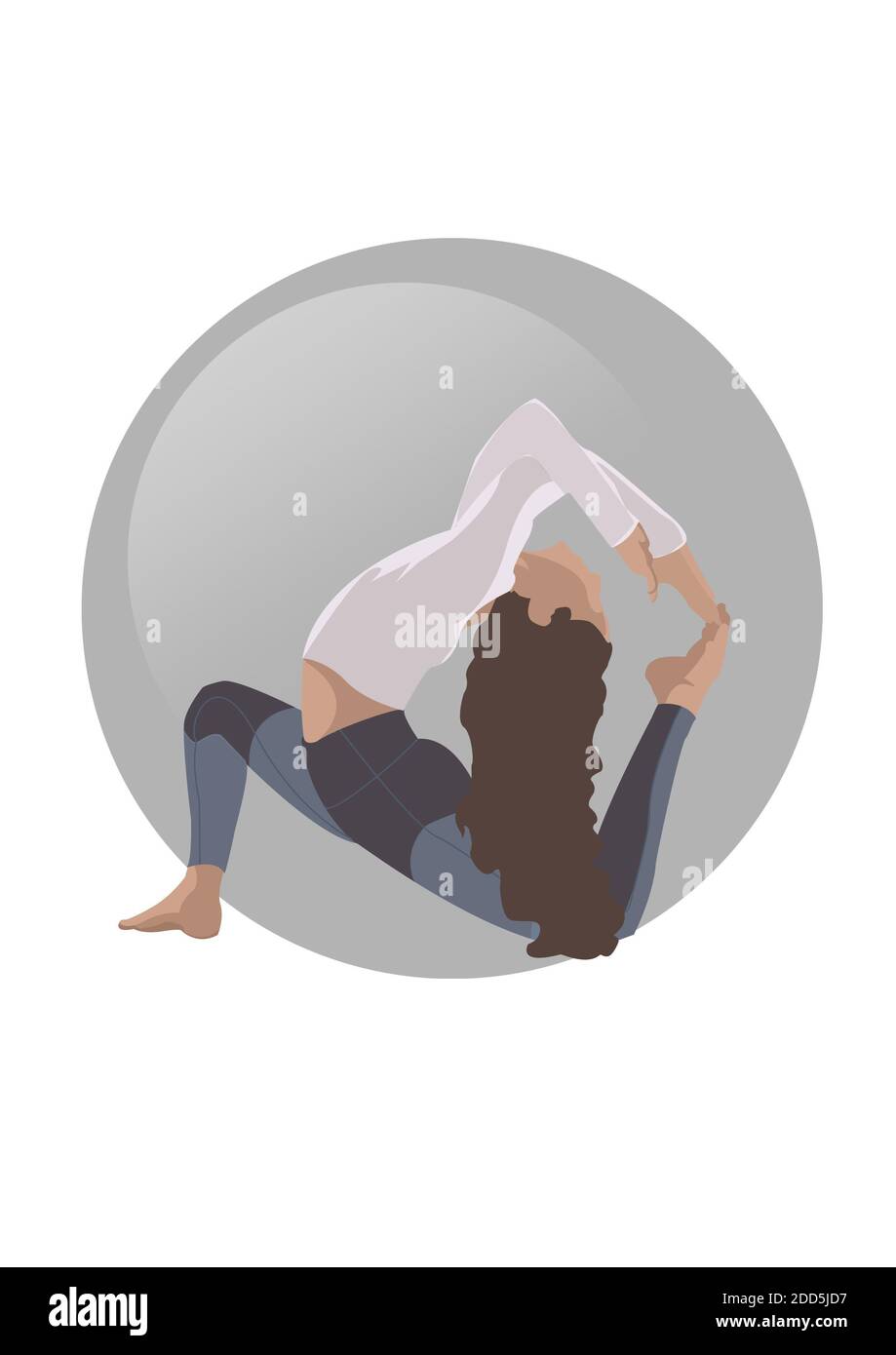 Einbeinige Königstaube Pose II, fortgeschrittene Pose, Yoga-Illustration Stockfoto