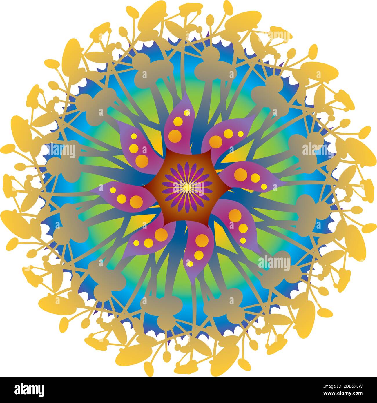 Single Flower Mandala in Regenbogenfarben Stock Vektor