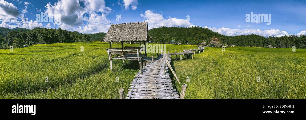 Bambusbrücke in Pai, Mae Hong Son, Chiang Mai, thailand Stockfoto