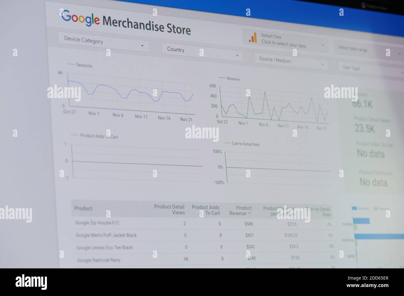 New york, USA - 24. November 2020: Google Merchandise Store Dashboard auf Laptop-Bildschirm Stockfoto