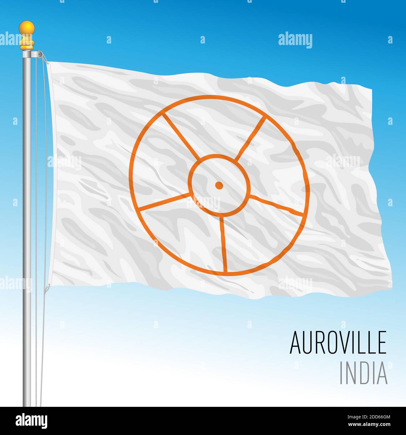 Flagge Aurovilles, indische Gemeinschaft, Indien, Vektorgrafik Stock Vektor