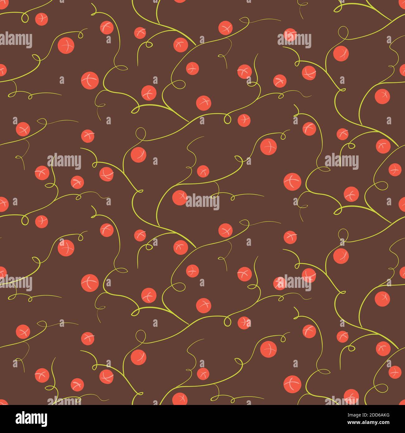 Rote Beeren nahtlose Vektor-Muster auf braun Stock Vektor