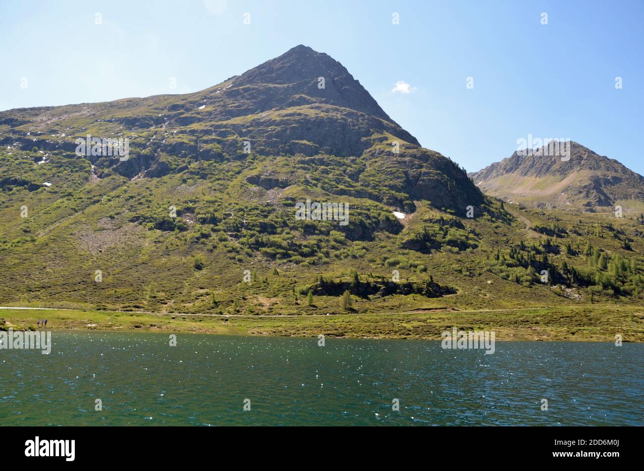 Sommertag am Staller Sattel an der Grenze dazwischen Österreich und Italien Stockfoto