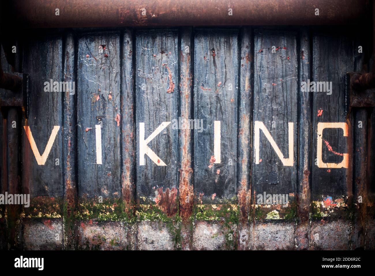 'Viking', ein altes, rostiges Fischerboot, Barmouth Harbour, Gwynedd, North Wales, Wales, Vereinigtes Königreich, Europa Stockfoto