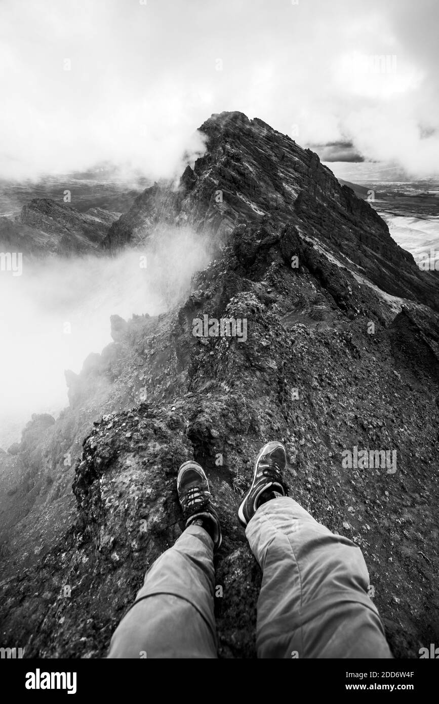 Bergsteiger auf dem Gipfel des Ruminahui Vulkans, Cotopaxi Nationalpark, Avenue of Volcanoes, Ecuador, Südamerika Stockfoto