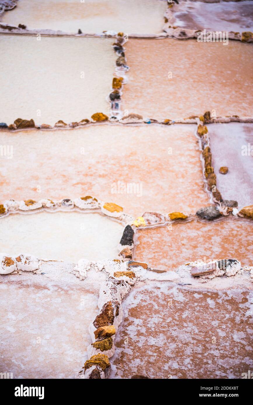 Salinen (Salinas de Maras), Maras, in der Nähe von Cusco (Cuzco), Peru, Südamerika Stockfoto