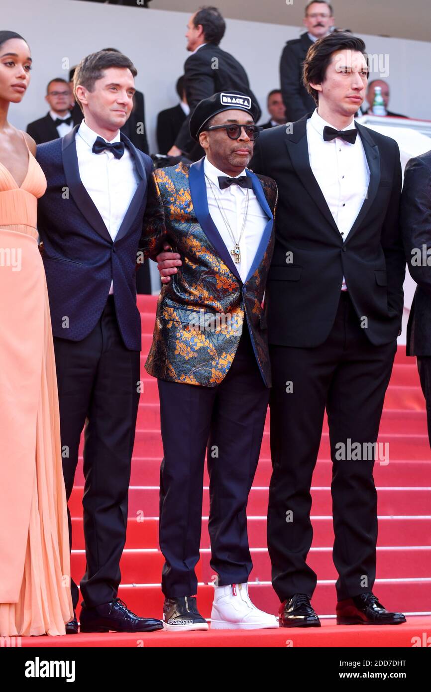 L-R : Laura Harrier, Topher Grace, Spike Lee und Adam Driver kommen für die Vorführung von Blackkklansman während der 71. Jährlichen Cannes Film Festival im Palais des Festivals in Cannes, Frankreich, am 14. Mai 2018. Foto von Ammar Abd Rabbo/ABACAPRESS.COM Stockfoto