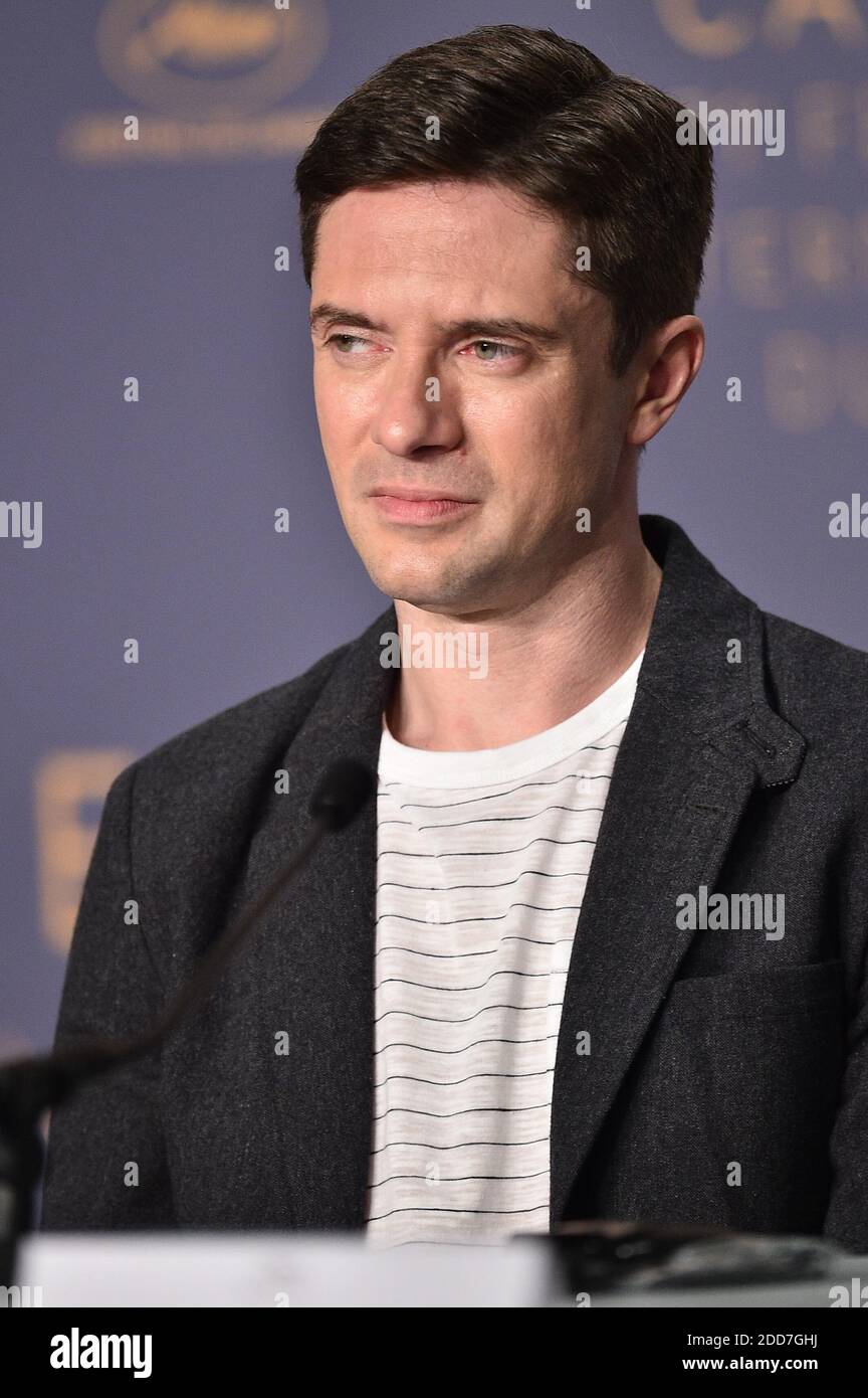Topher Grace nimmt an einer Pressekonferenz zum Film Blackklansman Teil, der am 15. Mai 2018 im Palais des Festivals in Cannes, Frankreich, im Rahmen der 71. Jährlichen Filmfestspiele von Cannes stattfand. Foto von Pool/ABACAPRESS.COM Stockfoto