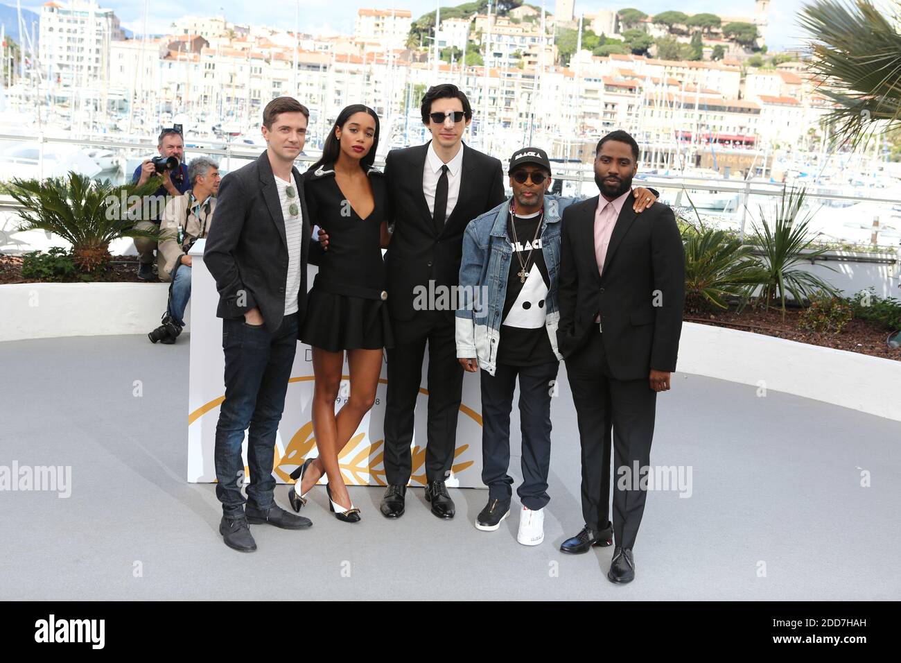 Topher Grace, Laura Harrier, Adam Driver, Regisseur Spike Lee und John David Washington beim Fotocall für 'BlacKkKlansman' während des 71. Cannes Film Festival im Palais des Festivals am 15. Mai 2018 in Cannes, Frankreich. Foto von David Boyer/ABACAPRESS.COM Stockfoto