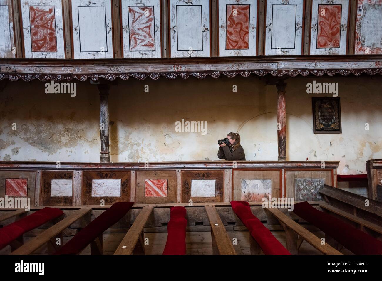 Wehrkirche und die Festung von Viscri, Weltkulturerbe der UNESCO, Siebenbürgen, Rumänien Stockfoto
