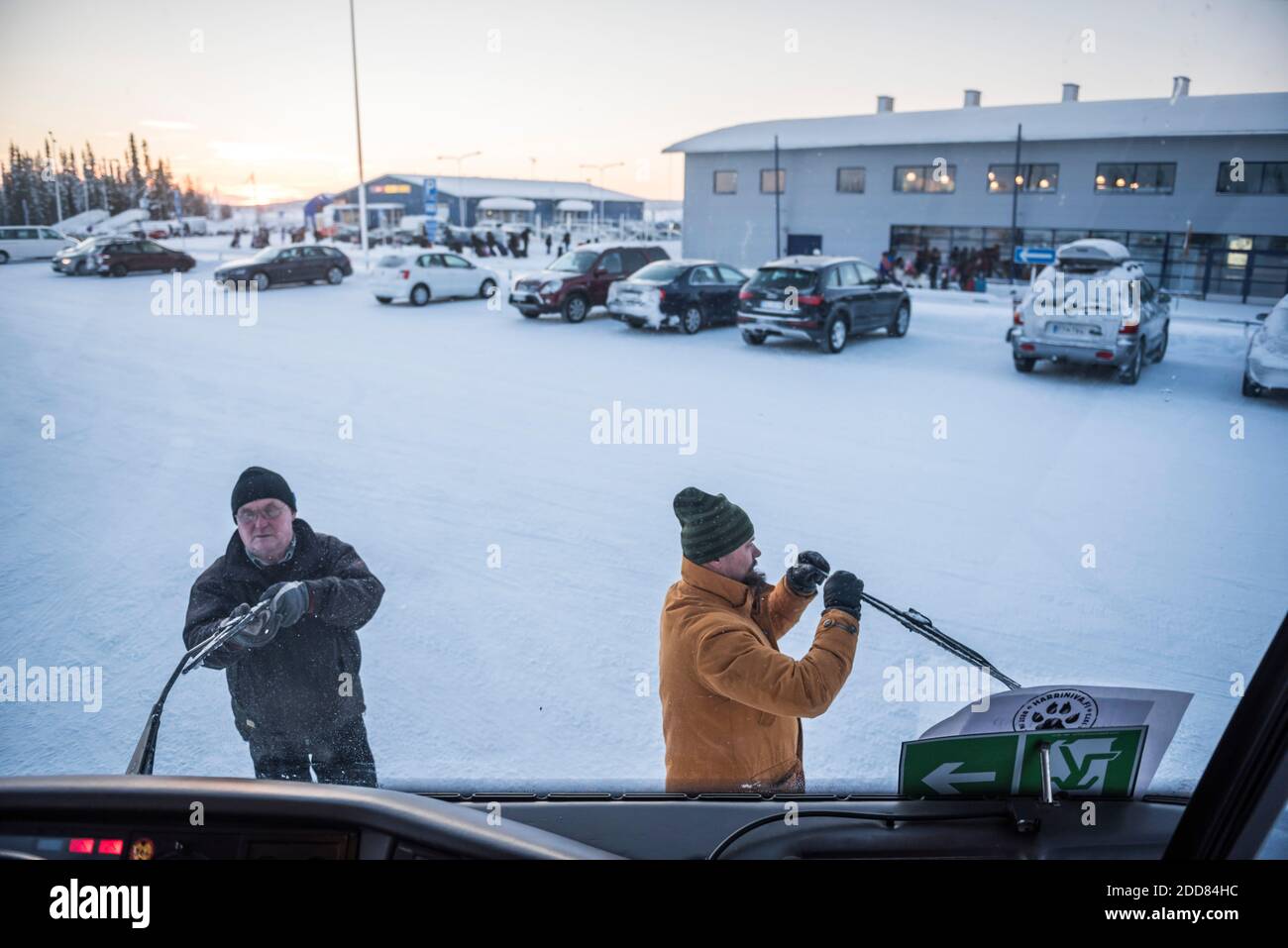 Kittila Airport Bustransfer, Finnisch Lappland, Finnland Stockfoto