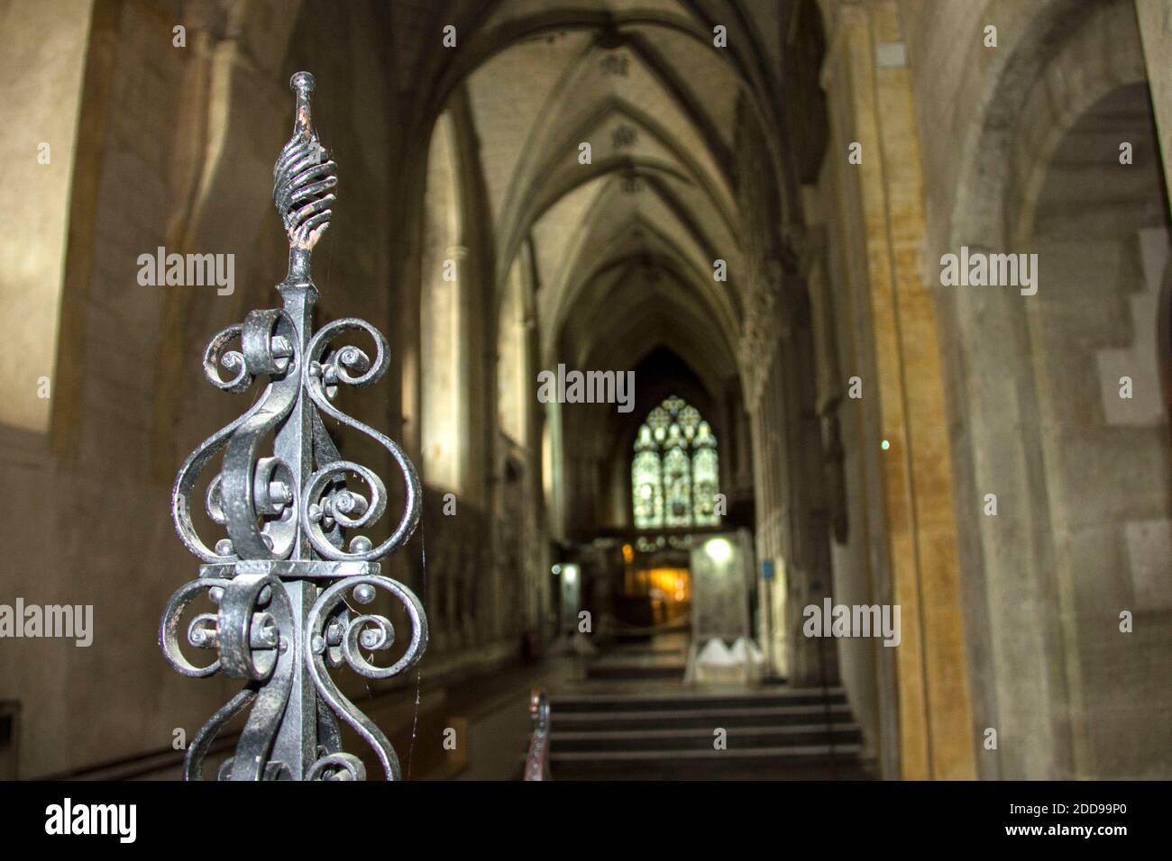 Detail der St Albans Kathedrale (die Kathedrale und Abteikirche von Saint Alban). St Albans, Hertfordshire, England, Großbritannien Stockfoto