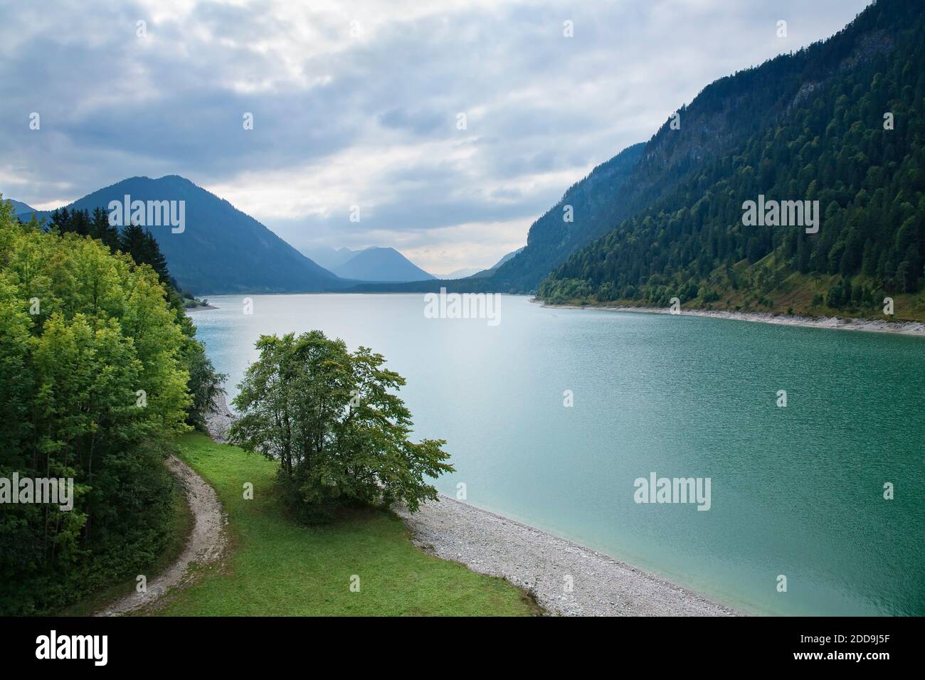 Lake Sylvensteinspeicher, Isartal, Oberbayern, Bayern, Deutschland Stockfoto