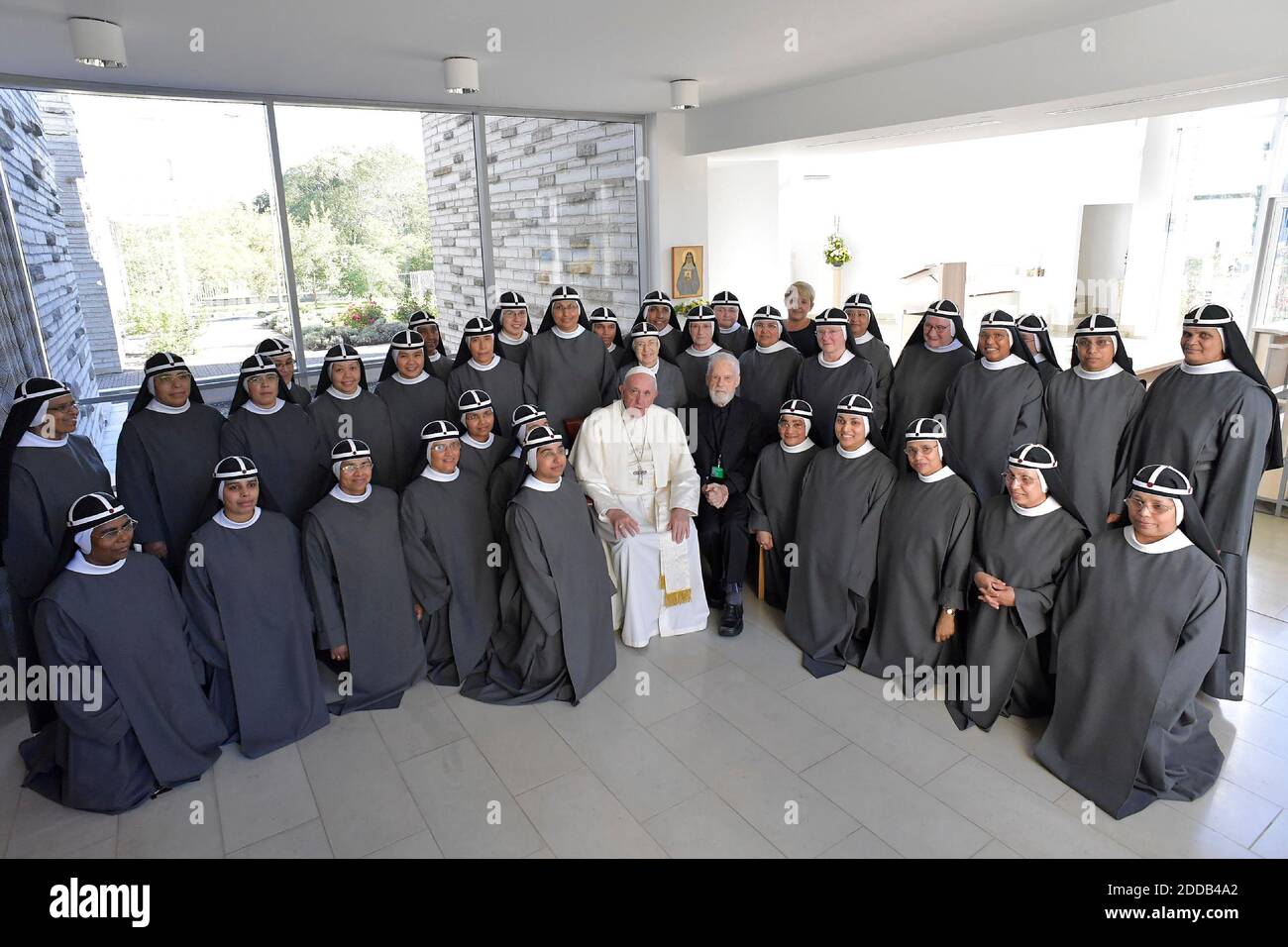 Papst Franziskus besucht das Kloster der Brigidinen Schwestern im Bezirk Pirita in Tallinn, Estland am dritten Tag seiner Baltischen Reise, am 25. September 2018. Foto von ABACAPRESS.COM Stockfoto