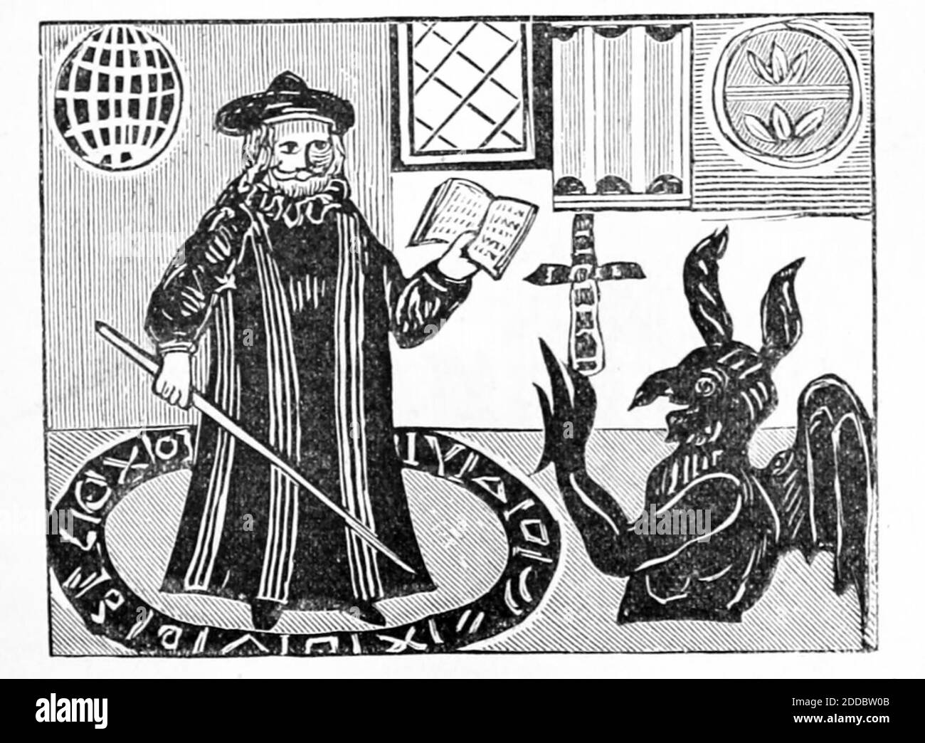 DR. FAUSTUS und der Teufel in einem englischen Chapbook von 1741 Stockfoto