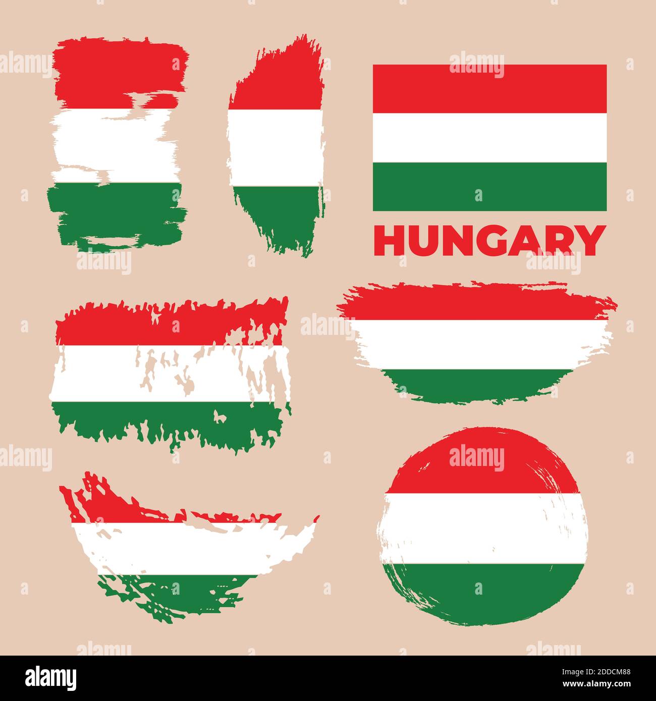 Abstrakte Aquarell Pinsel Schlaganfall Flagge für Nationalfeiertag von Ungarn Stock Vektor