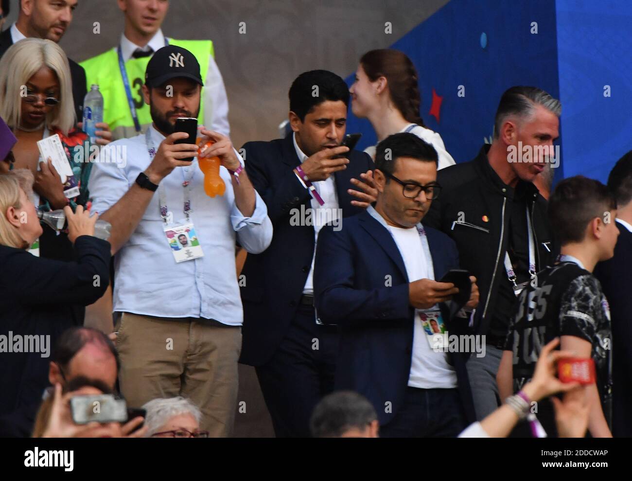 PSG-Präsident Nasser Ghanim Al-Khelaifi während des 2018 FIFA World Cup Russia Semi Final Match zwischen England und Kroatien im Luzhniki Stadium am 11. Juli 2018 in Moskau, Russland. Foto von Christian Liewig/ABACAPRESS.COM Stockfoto