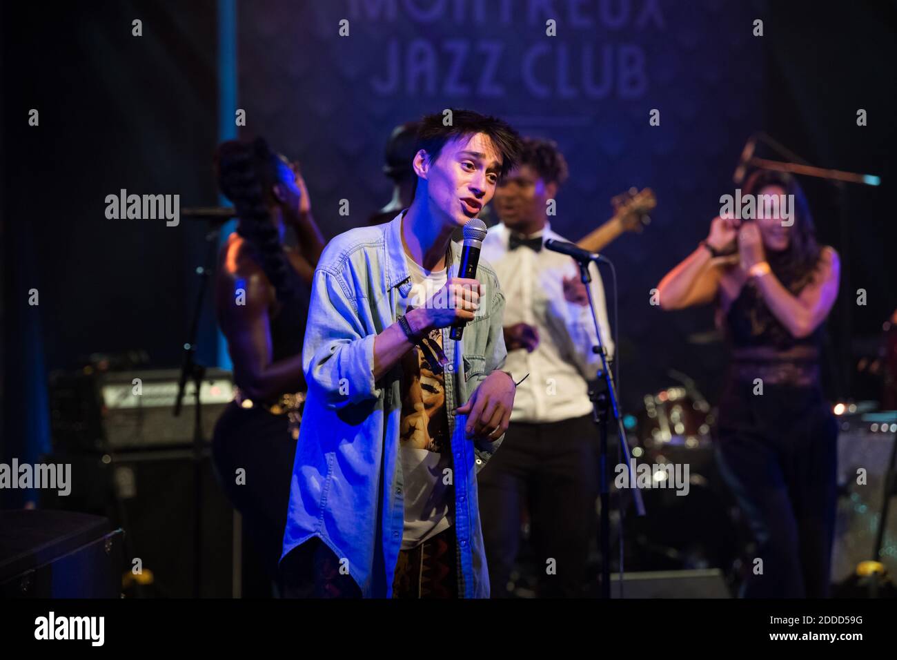 Jacob Collier konzertiert im Rahmen des 52. Montreux Jazz Festivals, um den Geburtstag des Quincy Jones in Montreux, Schweiz, am 9. Juli 2018 zu feiern. Foto von Loona/ABACAPRESS.COM Stockfoto