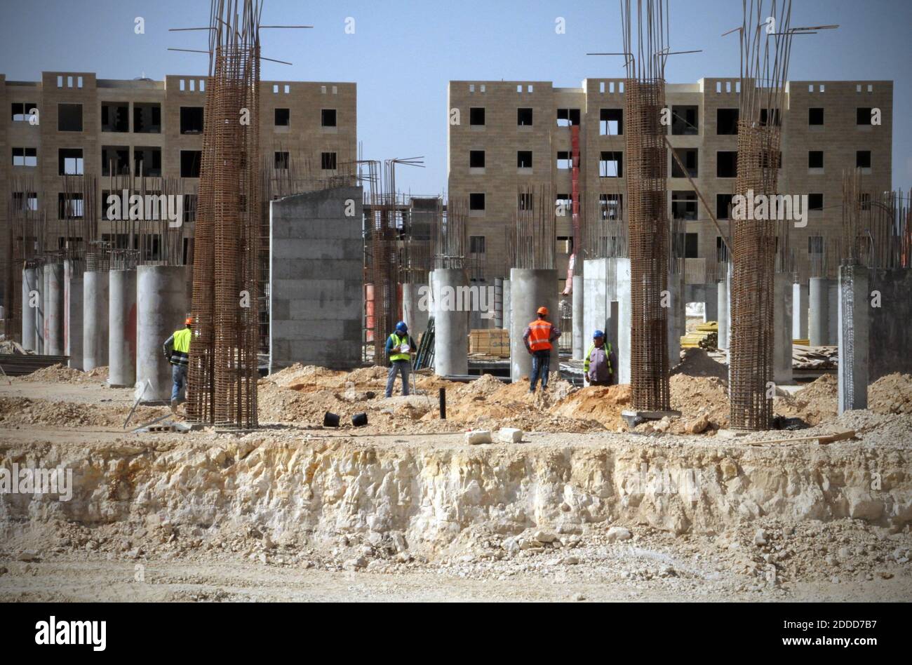 KEIN FILM, KEIN VIDEO, KEIN Fernsehen, KEIN DOKUMENTARFILM - die neue palästinensische Stadt Rawabi ist am Stadtrand von Ramallah im Westjordanland zu sehen. Das Rawabi-Projekt ist die erste geplante palästinensische Stadt ihrer Art und das größte privat finanzierte Entwicklungsprojekt in der palästinensischen Geschichte. Foto von Quique Kierszenbaum/MCT/ABACAPRESS.COM Stockfoto