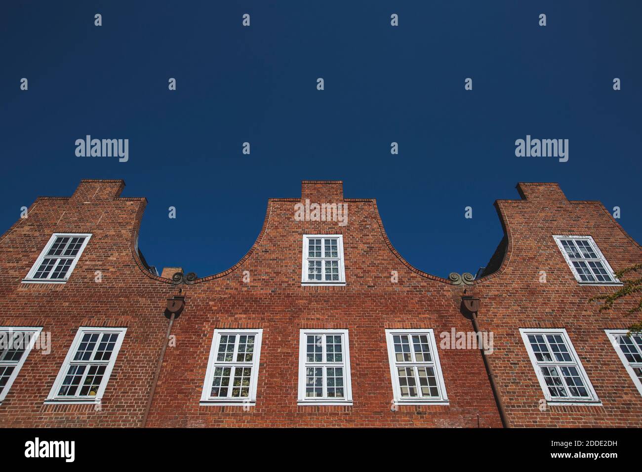 Deutschland, Brandenburg, Potsdam, Niederländischer Viertel mit flachem Blick auf die Backsteinhäuser Stockfoto