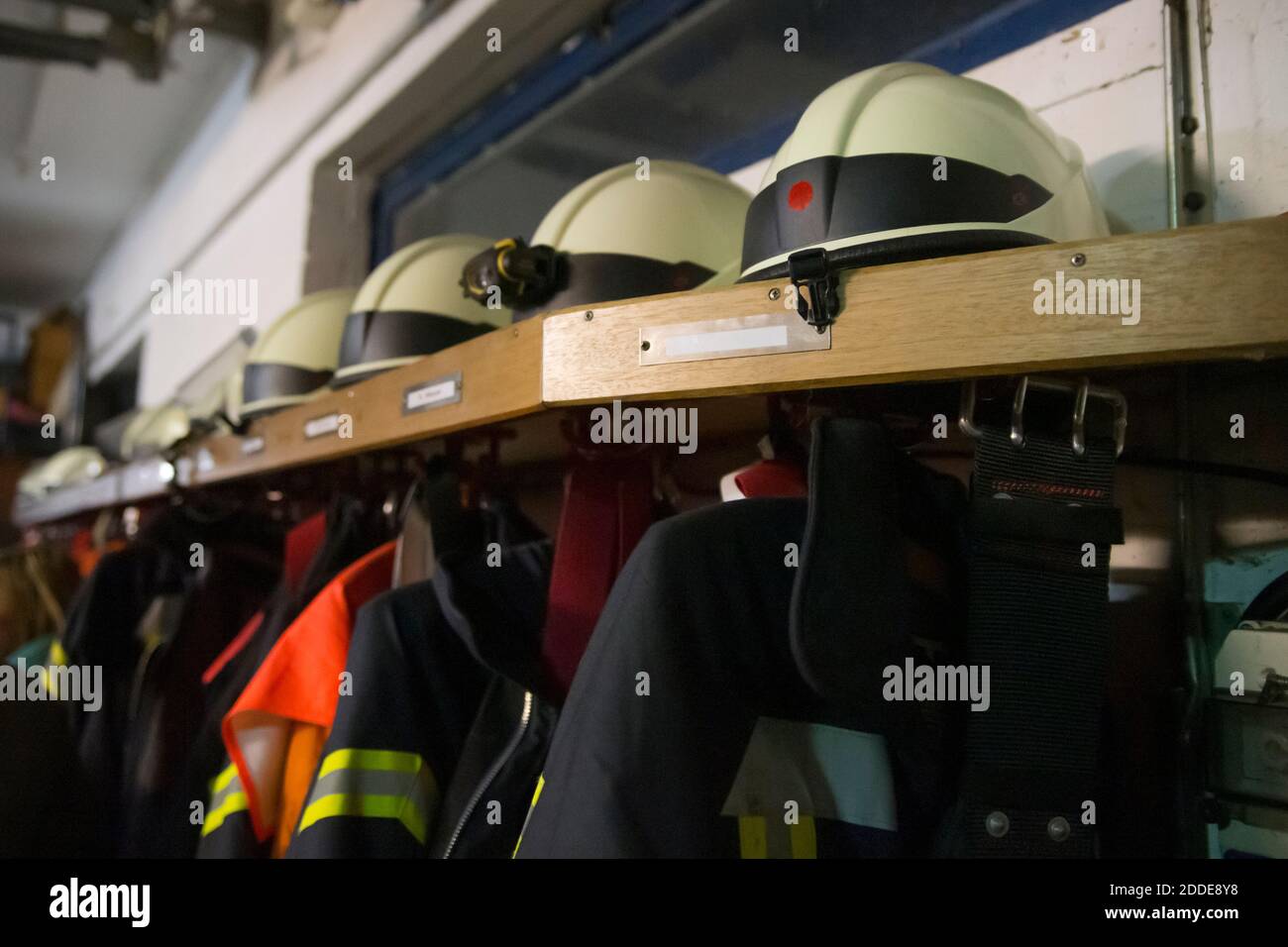 Arbeitsschutzkleidung der Freiwilligen Feuerwehr Stockfoto