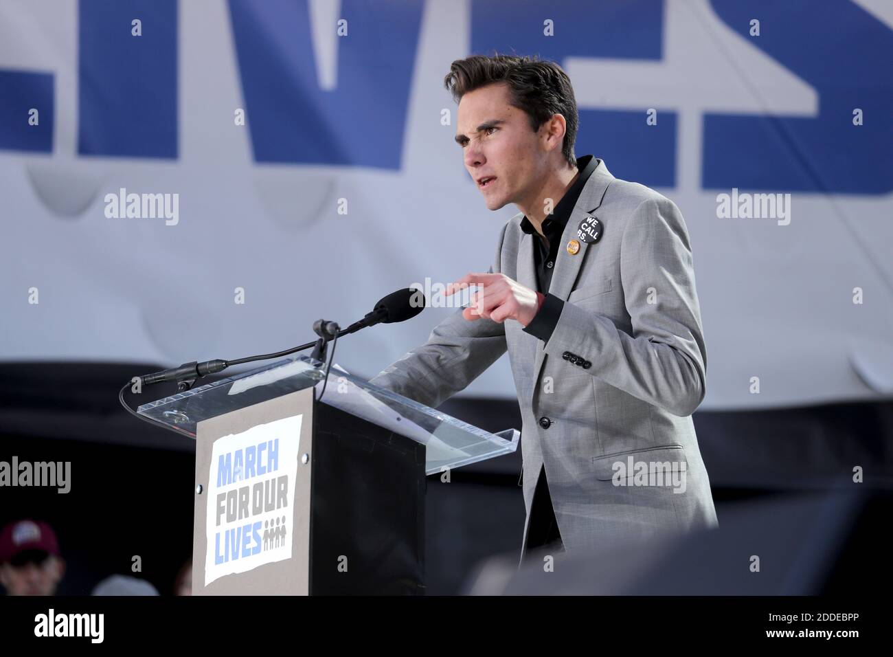 KEIN FILM, KEIN VIDEO, KEIN Fernsehen, KEIN DOKUMENTARFILM - Marjory Stoneman Douglas-Student David Hogg spricht im März für unser Leben, um strengere Waffenkontrollgesetze am Samstag, 24. März 2018, in Washington, D.C. zu fordern.Foto von Mike Stocker/Sun Sentinel/TNS/ABACAPRESS.COM Stockfoto