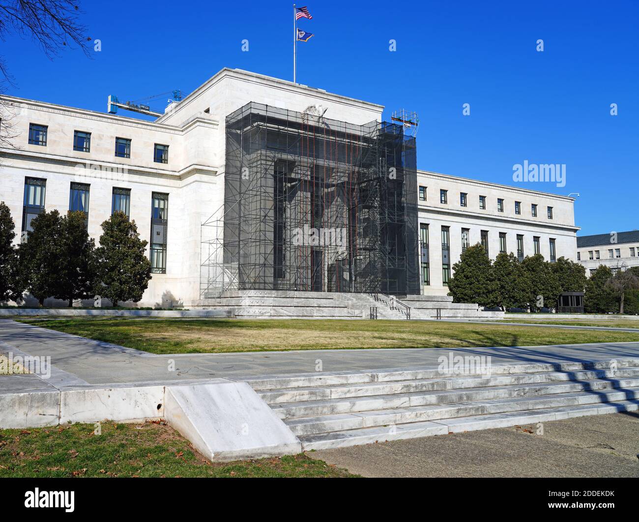 WASHINGTON, DC -22 FEB 2020- Blick auf das Marriner S. Eccles Gebäude der Federal Reserve Bank of the United States in Washington DC. Stockfoto