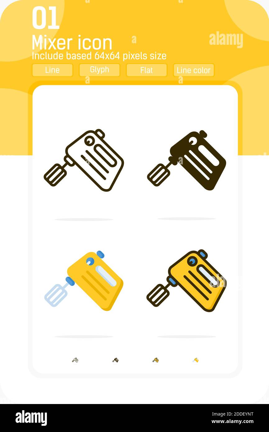 Automatische Mixer Vektor Illustration Symbol mit gefüllt, Umriss, farbige und flache Stil auf isoliert auf weißem Hintergrund von Gemüse Icons Küche Set Stock Vektor