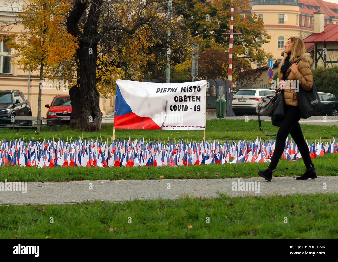 Hunderte Flaggen zum Gedenken an die Toten von Covid-19 in der Tschechischen Republik in Prag, 24. November 2020. (CTK Photo/Milos Ruml) Stockfoto