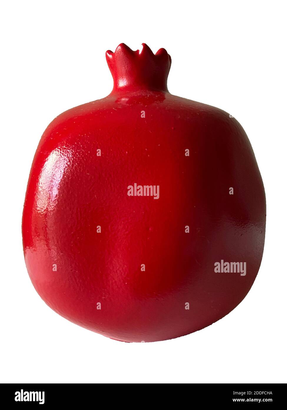 Granatapfel Obst dekorativen Schmuckkästchen Gold und rot bunt isoliert auf weißem Hintergrund. Blumenkunstglas. Glückliche Frucht von Reichtum und Wohlstand. Stockfoto