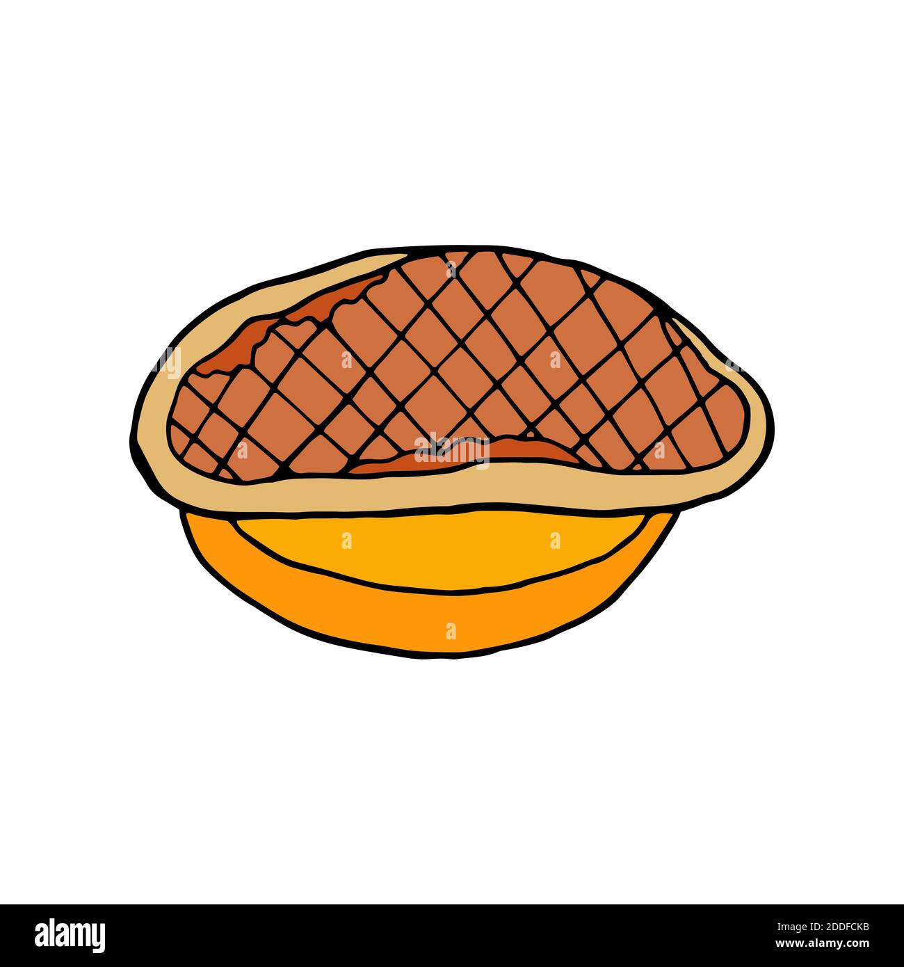 Vektor Hand gezeichnete Foie Gras. Französisches Gericht. Design Skizzenelement für Menü Café, Bistro, Restaurant, Etikett und Verpackung. Farbenfrohe Illustration Stock Vektor