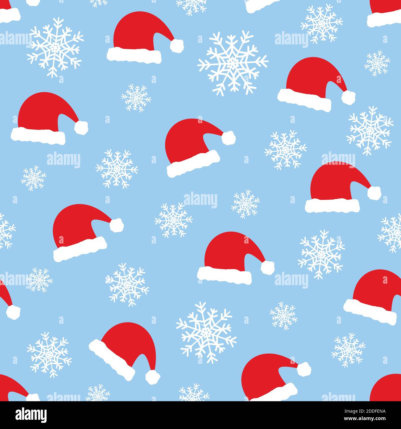 Blau weihnachten nahtlose Muster, weihnachtsmann Hüte. Stock Vektor