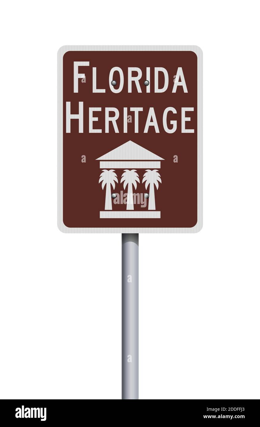 Vektor-Illustration des Florida Heritage Trail braunen Straßenschild Stock Vektor