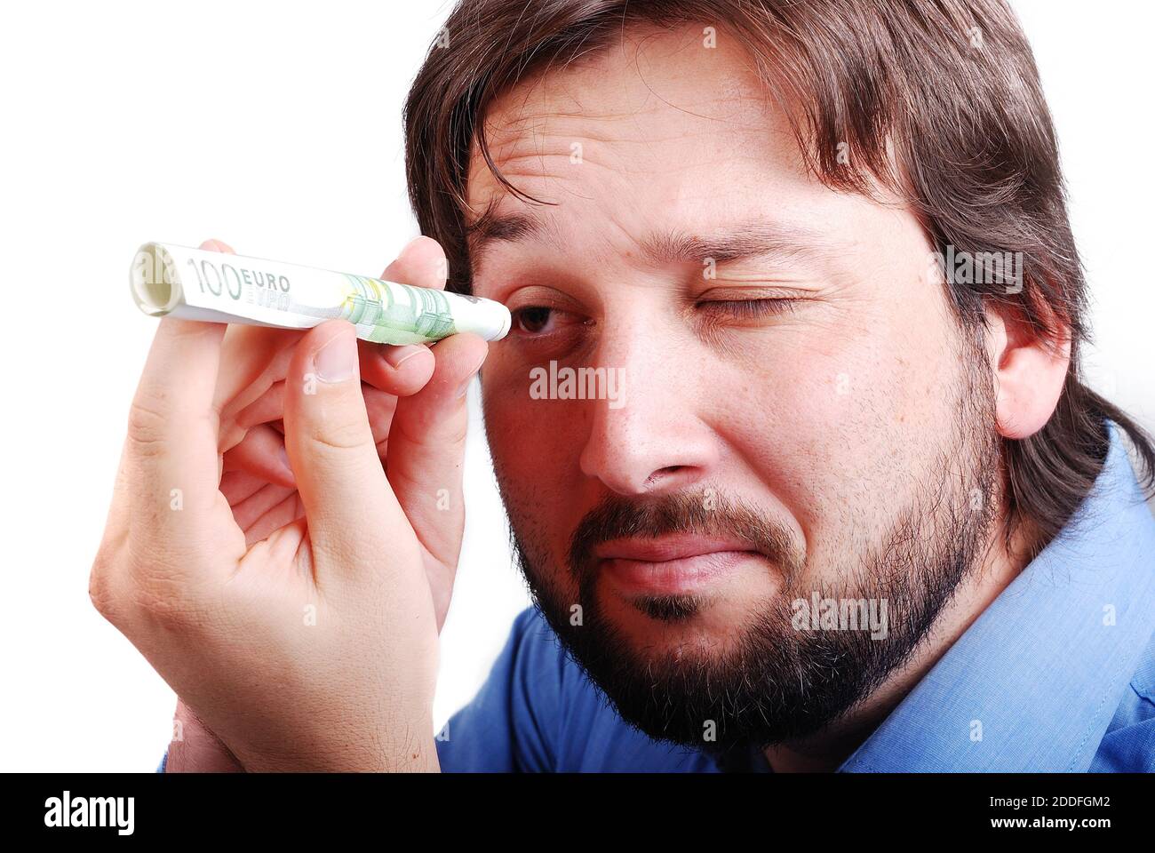Währung, hundert Euro in Händen von Männern Stockfoto