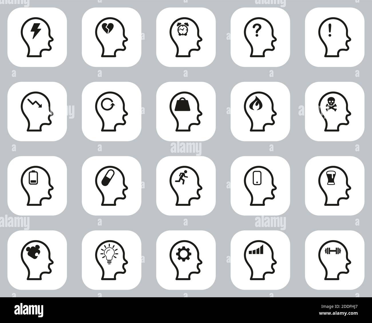 Stress & Pressure Icons Schwarz-Weiß Flat Design Set Groß Stock Vektor