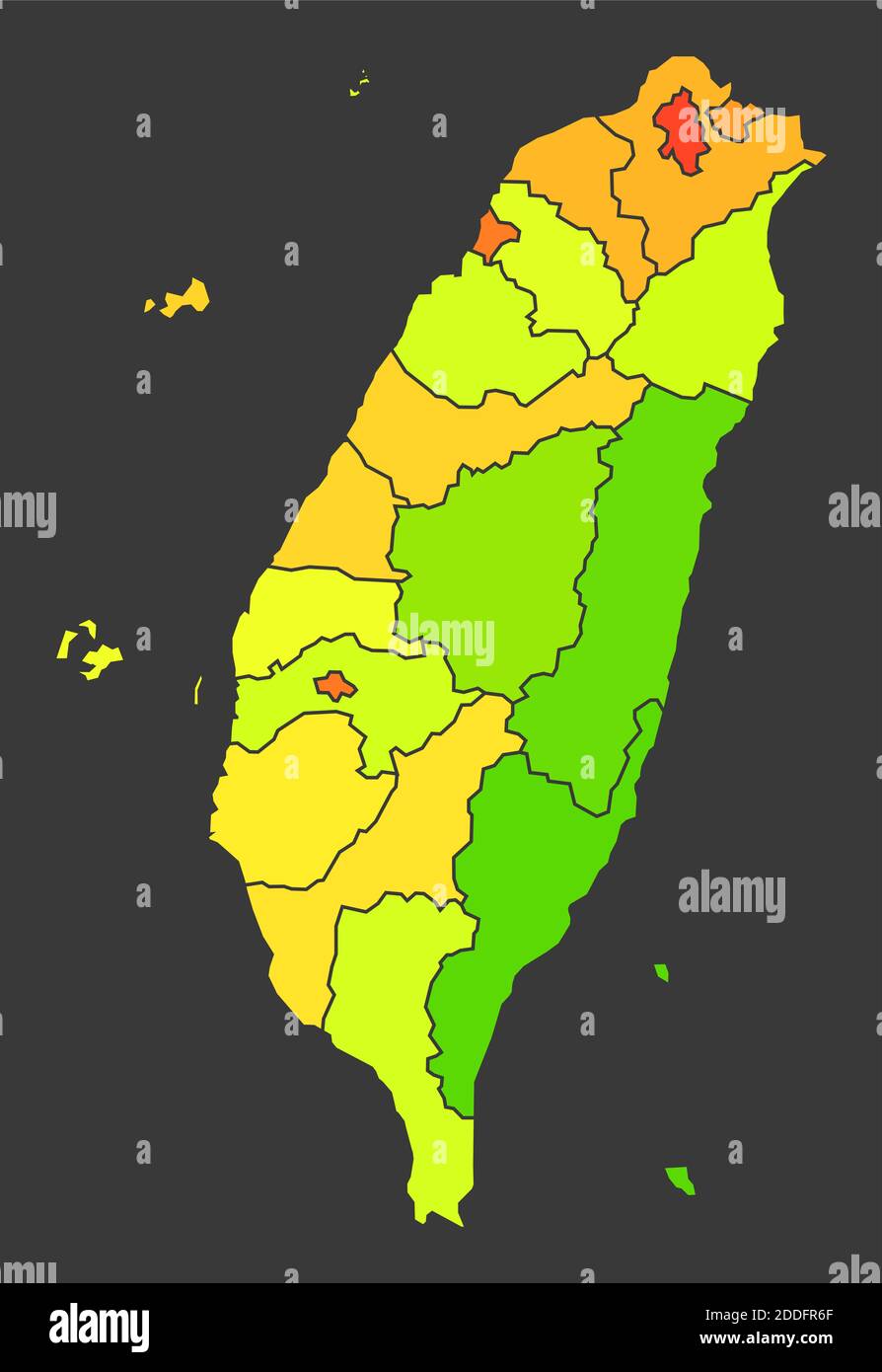 Taiwan Bevölkerung Heatmap als Farbdichte Illustration Stockfoto