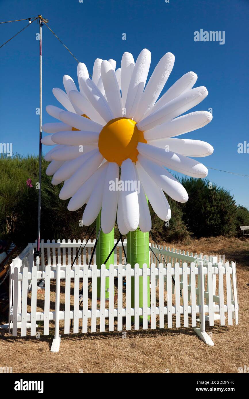 Nahaufnahme einer riesigen aufblasbaren Gänseblümchen bei der 2016 OnBlackheath Musikfestgelände Stockfoto