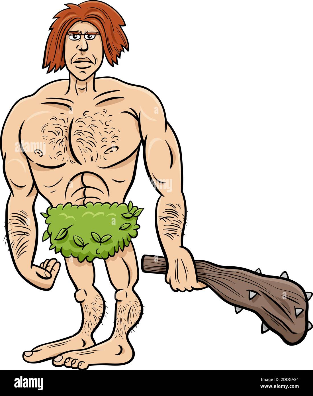 Cartoon Illustration von lustigen prähistorischen Mann Steinzeit Charakter Stock Vektor