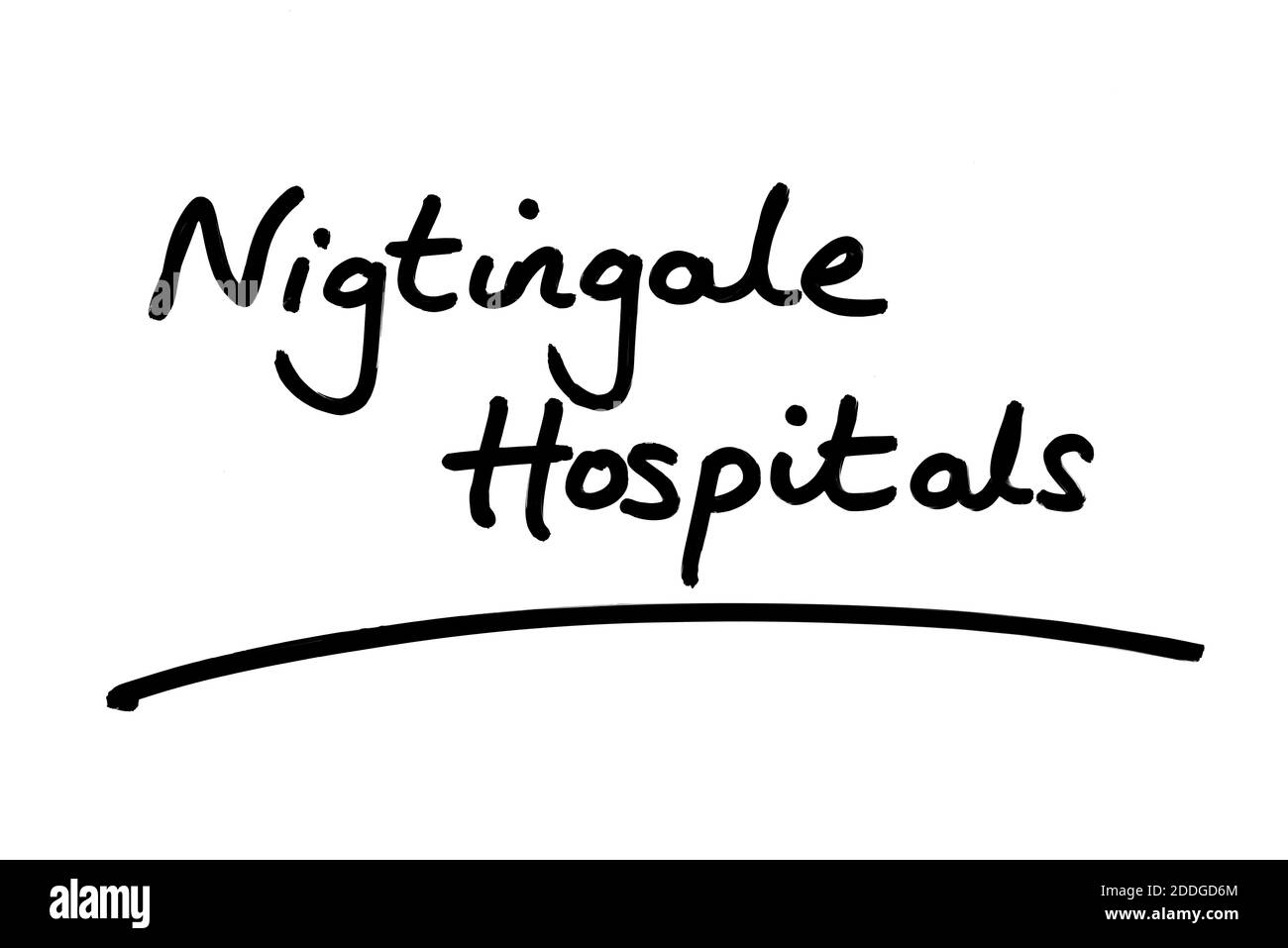 Nightingale Hospitals handgeschrieben auf weißem Hintergrund. Stockfoto