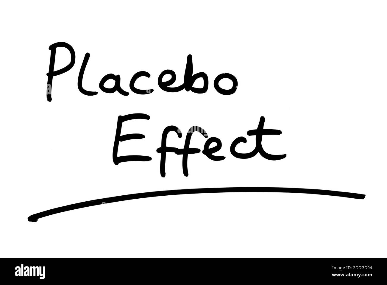 Placebo-Effekt handgeschrieben auf weißem Hintergrund. Stockfoto