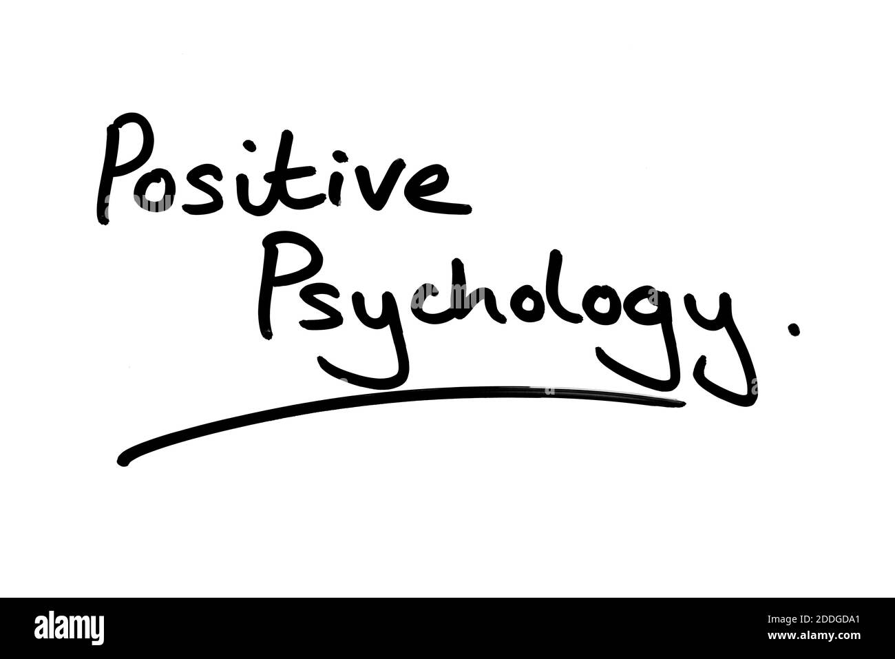 Positive Psychologie handgeschrieben auf weißem Hintergrund. Stockfoto